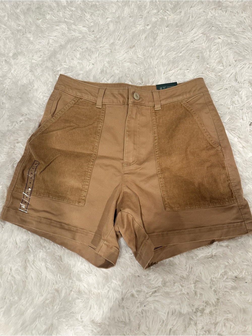 Alpine Design Mixed Fabric High Rise 5” Shorts Tan Size 4 NWT